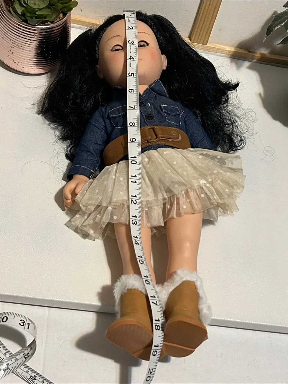 Kids Fashion Doll with Black Hair and Cream Tulle Skirt